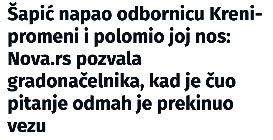 Šapić napao odbornicu Kreni-promeni i polomio joj nos: Nova.rs pozvala gradonačelnika, kad je čuo pitanje odmah je prekinuo vezu